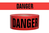 barrier tape DANGER on red tape
