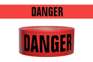 barrier tape DANGER on red tape