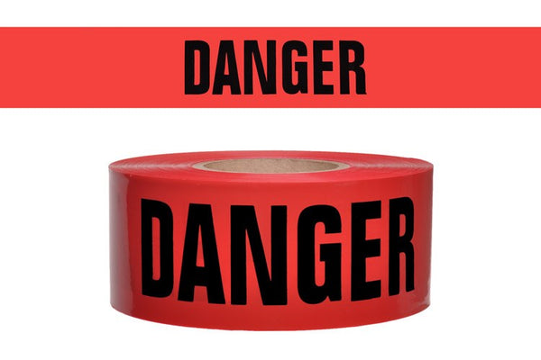 barrier tape DANGER on red tape